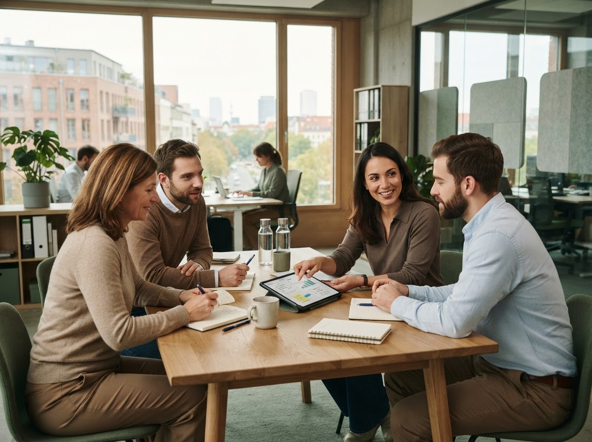KfW Digital Invest Team bei der Auswertung von Marktdaten am Bildschirm